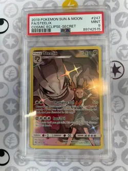 Pokemon Sun & Moon Cosmic Eclipse FA 247 Steelix TAG TEAM GX PSA 9 MINT - Image 1