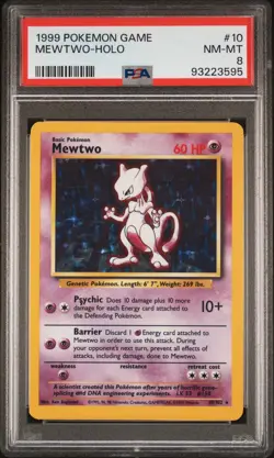 1999 POKEMON BASE SET UNLIMITED #10 MEWTWO-HOLO PSA 8 - Image 1