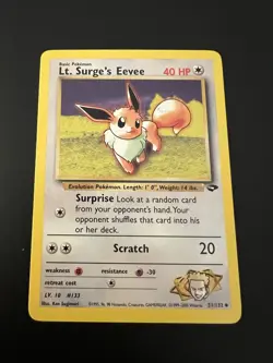 Lt. Surge’s Eevee 51/132 Gym Challenge Unlimited 2000 Pokemon Card Uncommon NM - Image 1
