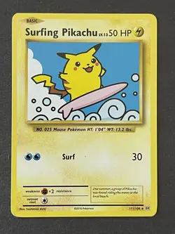 Pokemon TCG 2016 Evolutions Surfing Pikachu 111/108 Secret Rare 100% Authentic - Image 1