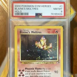 Wizards of the Coast 2000 Pokemon Gym Heroes Blaine's Moltres 001/132 Holo PSA 8 - Image 1