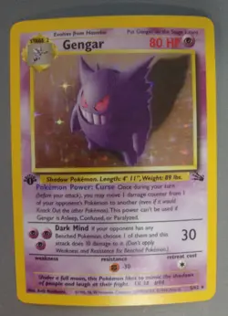 1999 Gengar 5/62 Rare Fossil Holo 1st Edition Pokemon LP - Image 3