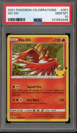 Pokemon Ho-Oh Celebrations Holo Rare #001 PSA 10 Gem Mint - Image 1