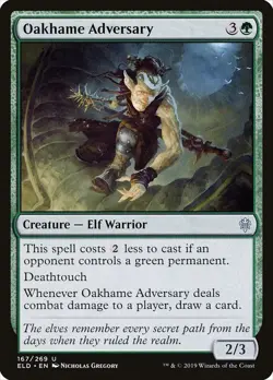 Oakhame Adversary 167 ELD Green Elf Warrior Deathtouch Draw 2019 MTG - Image 1