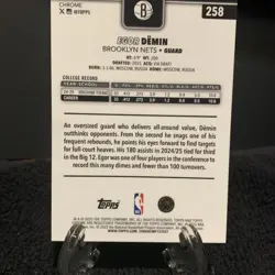 2025-26 Topps Chrome Egor Demin BLUE X-Fractor SP Redemption RC #358 Nets - Image 2