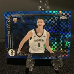 2025-26 Topps Chrome Egor Demin BLUE X-Fractor SP Redemption RC #358 Nets - Image 3