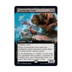 WOTC MtG Throne of Eldraine Clackbridge Troll (Extended Art) (R) NM - Image 1