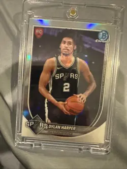 2025/26 Bowman Chrome Dylan Harper Red Rookie Refractor SP Spurs RC - Image 2