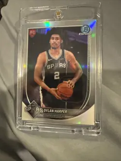 2025/26 Bowman Chrome Dylan Harper Red Rookie Refractor SP Spurs RC - Image 4