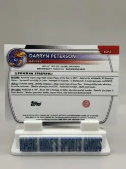 Darryn Peterson 2025-26 Bowman Chrome #BCP-2 Reptilian Refractor SP Kansas - Image 2