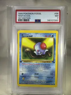 1st Edition Tentacool #56 PSA Graded NM 7 Fossil Vintage Pokemon Card TCG WOTC - Image 1