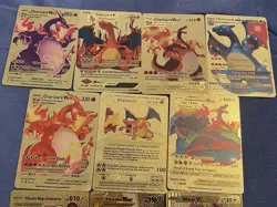 Pokemon fake Gold Foil Fan Art Cosplay lot of 10 textured Collector Cards - Image 2