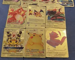 Pokemon fake Gold Foil Fan Art Cosplay lot of 10 textured Collector Cards - Image 3