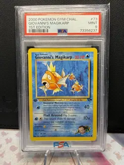 Giovanni's Magikarp 73/132 First Edition Gym Challenge Regular Card PSA 9 - Image 1