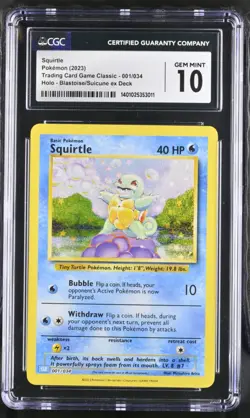 Squirtle CLB 001/034 Pokemon Card CGC 10 GRADED GEM MINT TCG Classic - Image 1
