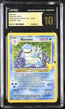 Pokemon Celebrations Blastoise 2/102 Holo CGC PRISTINE 10 - Image 1