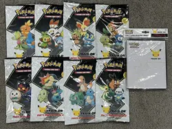 Pokemon TCG Celebrations First Partner Pack Complete Set of 8 + Binder - Image 1