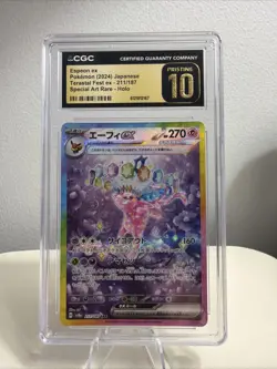 Pokemon Espeon ex 211/187 Sv8a Terastal Fest EX CGC Pristine 10 Art Rare Holo - Image 1