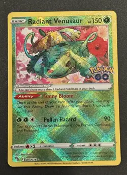 Pokemon TCG Radiant Venusaur Pokemon GO 004/078 Holo Radiant Rare - Image 1