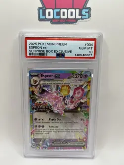 2025 POKEMON PRE EN-PRISMATIC EVOLUTIONS SURPRISE BOX EXCLUSIVE ESPEON EX PSA 10 - Image 1