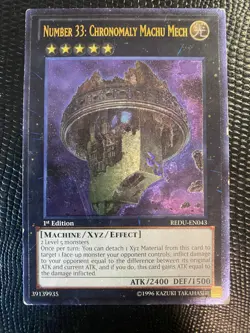 YuGiOh Number 33: Chronomaly Machu Mech REDU-EN043 Ultimate Rare 1st Edition HP - Image 1