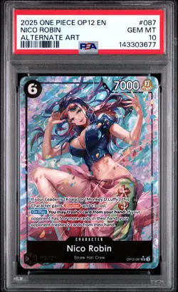 2025 ONE PIECE OP12-LEGACY OF THE MASTER ALTERNATE ART #087 NICO ROBIN PSA 10 - Image 1