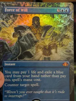 Foil Borderless Force of Will Dominaria Remastered MTG Magic the Gathering - Image 1