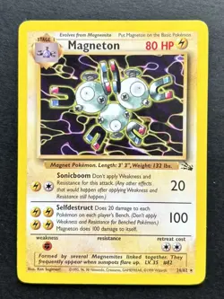 Pokemon TCG Magneton Fossil Card 26/62 Unlimited Rare Non-Holo - Image 1