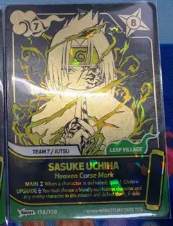 SASUKE UCHIHA - 136/130 Secret Gold 1st Ed - Naruto Mythos TCG DNA Cards - Image 1