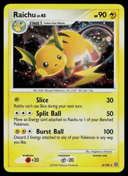 Pokemon Card - Raichu Stormfront 8/100 Holo Rare - Image 1