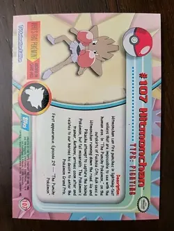 NM! Topps Pokemon - Hitmonlee #106 - Topps Series 2 - Silver Foil - Blue Logo - Image 2