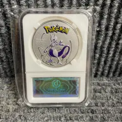 Pokemon Mewtwo Collectible Coin Silver Metal Medallion Pokemon TCG - Image 1