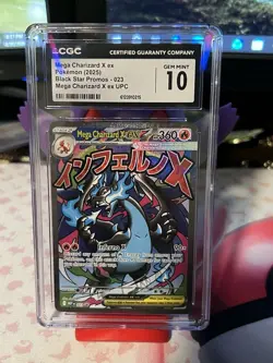 2025 Pokemon MEP BSP UPC #023 Mega Charizard X ex UPC Promo CGC 10 GEM MINT - Image 1