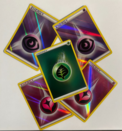 Pokemon Holo Energy Lot – 2x Fairy Energy, 2x Psychic Energy, Grass Energy LP/MP - Image 1