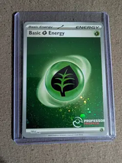 Pokemon Basic Grass Energy SVE 001 Professor Program 2023 Cosmos Holo 3 Swirls - Image 1