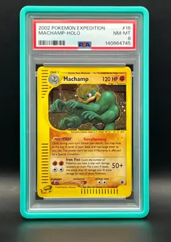 2002 Pokemon Expedition- Machamp 16/165 Holo Rare - PSA NM-MT 8- LOW POP VINTAGE - Image 1