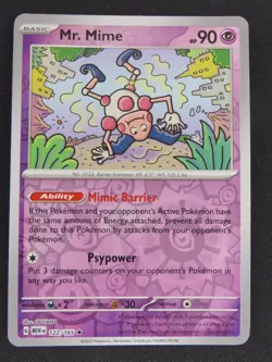 Mr. Mime 122/165 Rare 151 Pokemon Reverse Holo NM - Image 1