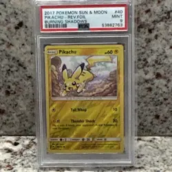 2017 Pokemon TCG Burning Shadows Pikachu Reverse Holo 40/147 PSA 9 - Image 1
