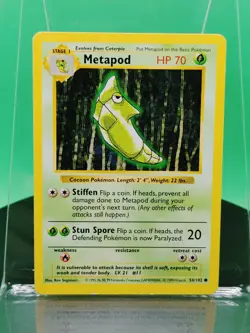 Metapod 54/102 Shadowless Base Set Common 1999 English Pokemon TCG WoTC - Image 3