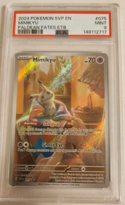 Mimikyu Pokemon 2024 Paldean Fates ETB PROMO #075 PSA 9 - Image 1