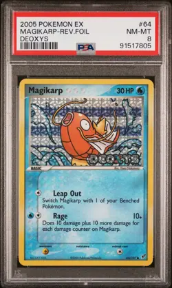 2005 POKEMON EX DEOXYS 64/107 MAGIKARP STAMPED REVERSE FOIL PSA 8 CLEAN - Image 1