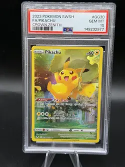 Pokemon TCG Pikachu GG30/GG70 Crown Zenith Ultra Rare Full Art Holo PSA 10 - Image 1