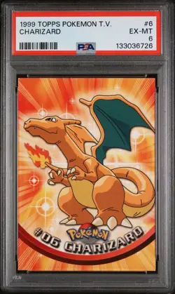 Topps 1999 Charizard Pokemon TV Rainbow Foil PSA 6 EX-MT - Image 1