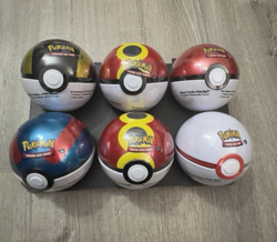 6 x Pokemon TCG Pokeball Tins - 18 Booster Packs Factory Sealed Costco BRAND NEW - Image 1