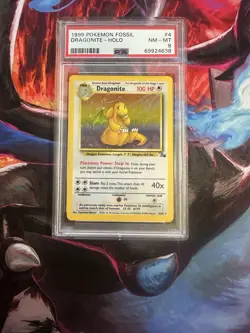 Pokemon 1999 Fossil Dragonite 4/62 Holo Rare Unlimited PSA 8 English - Image 1