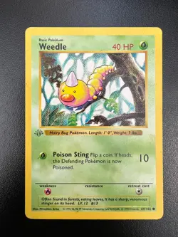 Pokemon Weedle 69/102 Base Set 1st Edition Gray Stamp Heavily Played HP - Image 1