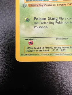 Pokemon Weedle 69/102 Base Set 1st Edition Gray Stamp Heavily Played HP - Image 5