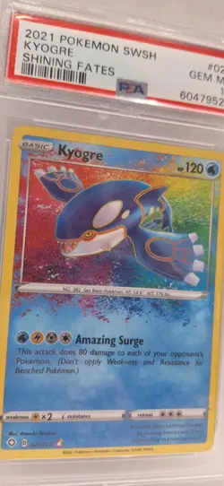Pokemon- Kyogre- Holo Textured #021- Shining Fates 2021- PSA 10 - Image 2
