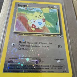 Pokemon Togepi 4/18 Southern Islands Promo Reverse Holo Swirl 2001 WotC LP - Image 2