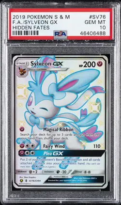 2019 POKEMON SUN & MOON HIDDEN FATES #SV76 FULL ART/SYLVEON GX PSA 10 - Image 1